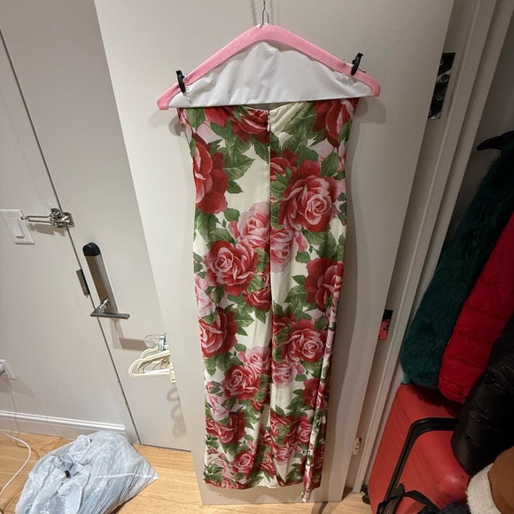 Meshki Strapless Floral Dress in Pink and Green - Picture 8 of 9